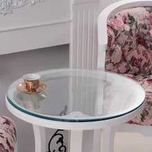 Soft Glass Transparency PVC Round Tablecloth Waterproof Party Home Kitchen Dining Room Placemat Pad Thickness 1.0mm Dia 90/100cm