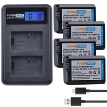 4Pcs NP-FW50 NP FW50 NPFW50 Batteries + LCD USB Dual Charger for Sony Alpha a6500 a6300 a7 7R a7R a7R II a7II NEX-3 NEX-3N NEX-5