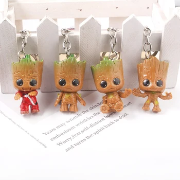 

20Pcs Guardians Galaxy Groot PVC Keychains High Quality Tree Man Keyring For Men Car Women Bag Accessories Wholesale