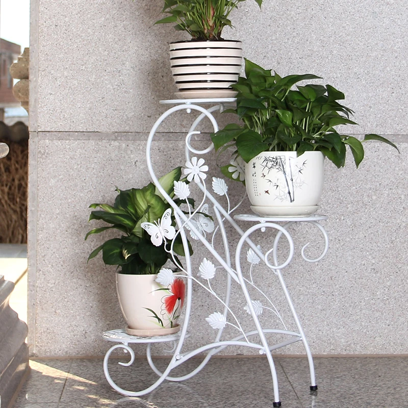 Soporte de flor de hierro europeo multi balcón piso maceta interior