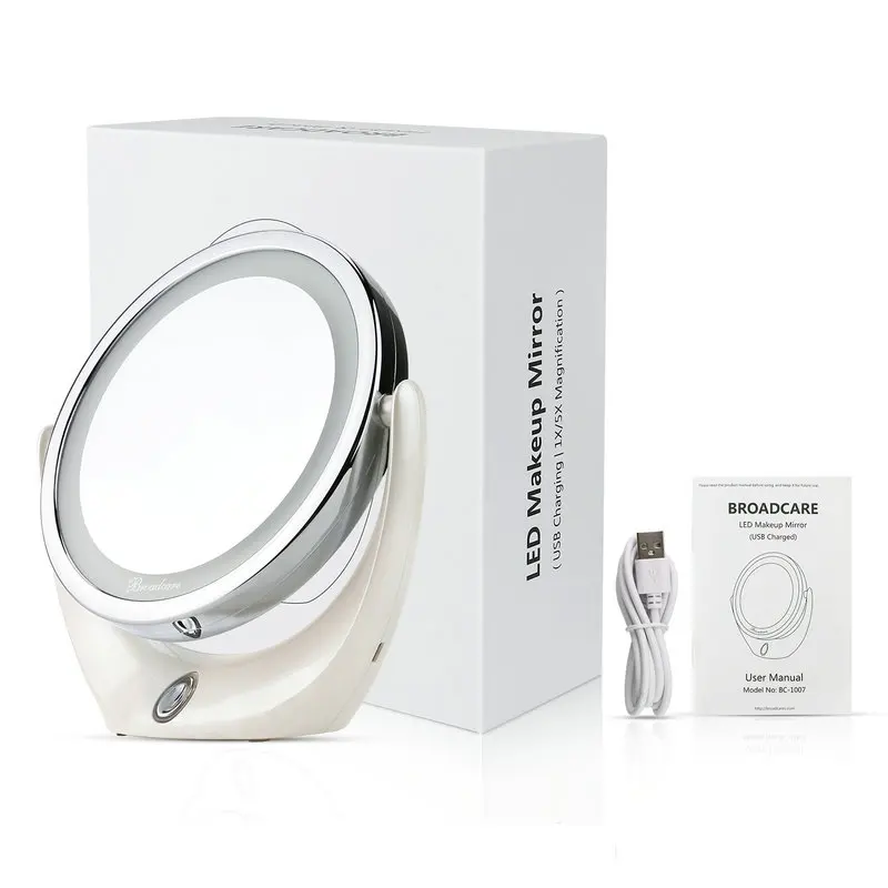Bedroom Makeup Magnifying Mirror with Lights 360 Degree Dual Sided