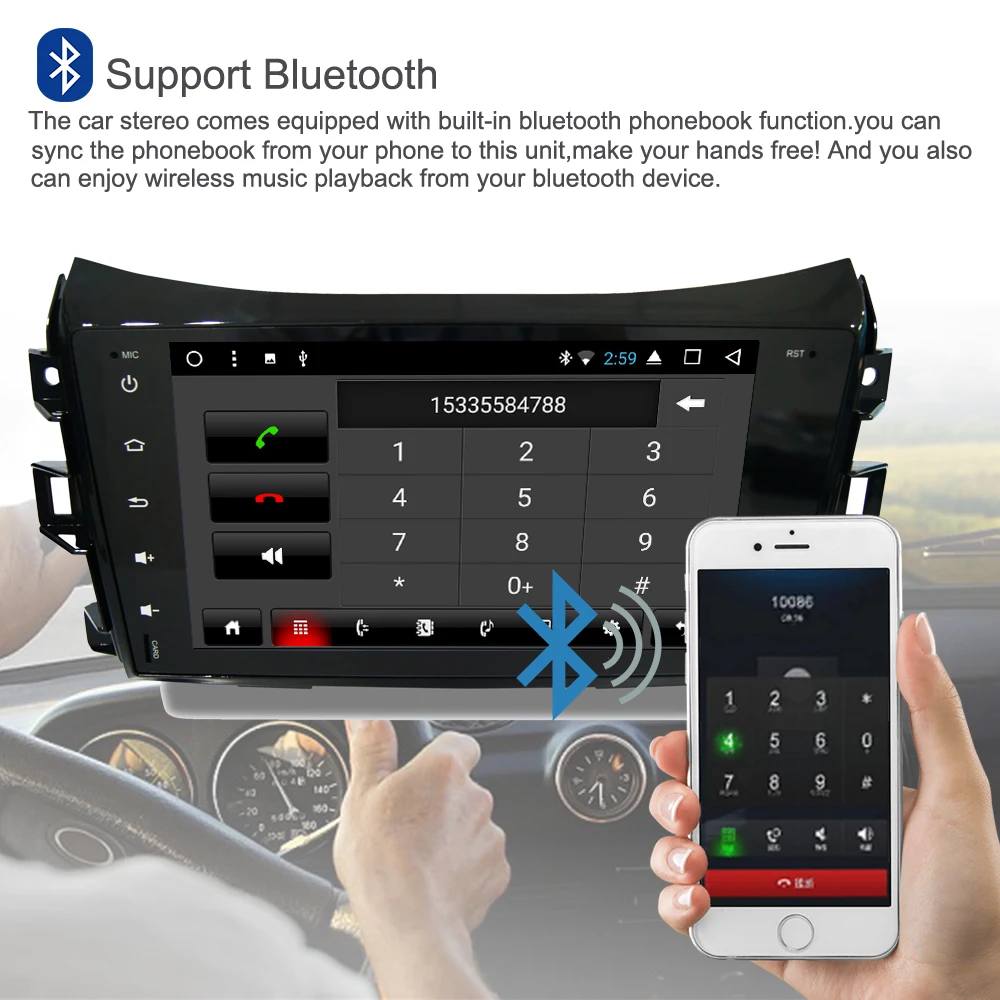 Top Support Apple Carplay Android8.1 Car Radio GPS Multimedia Player For Nissan Navara NP300 D23 2015-2018 Auto Audio Navi Stereo 2