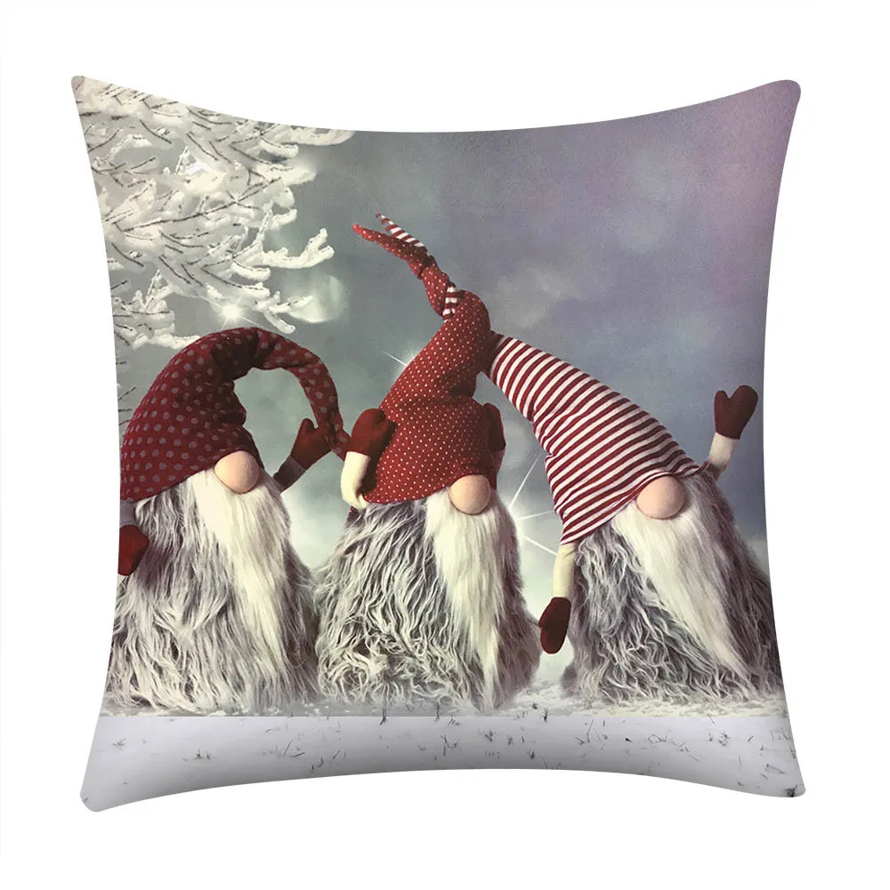 Christmas Print Cushion Cover Pillow Case Polyester Sofa Car Cushion Cover Home Decor Pillow Covers funda cojin 45x45 cm