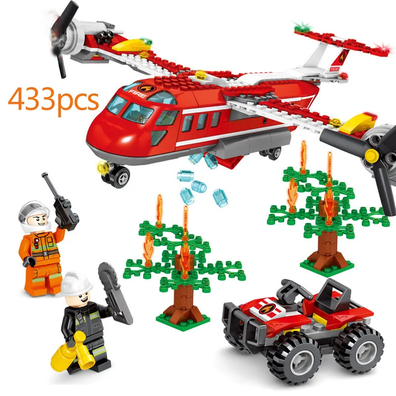 

433pcs City Series Fire Alarm Series Forest Fire Fighting Helicopter Building Blocks Toy for Children Christmas gifts