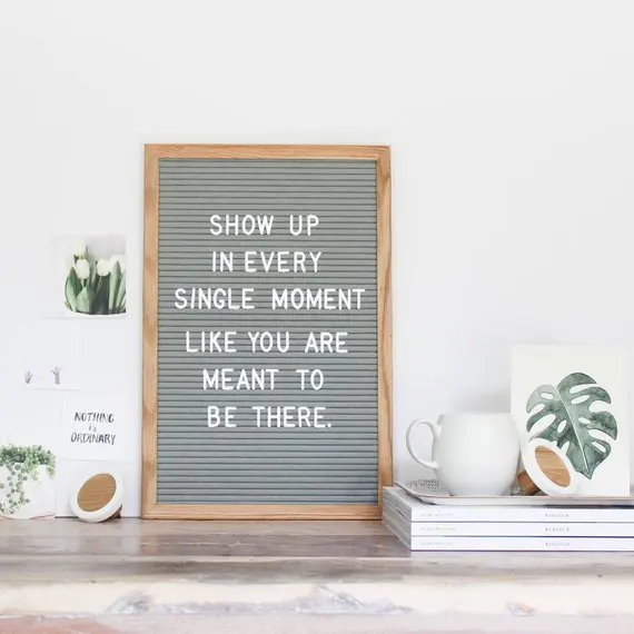 

Gray Felt Letter Board 12 x 18 Inches - DIY Wooden Felt Message Board with Stand w/ Canvas Storage Bags, 340 White Pieces