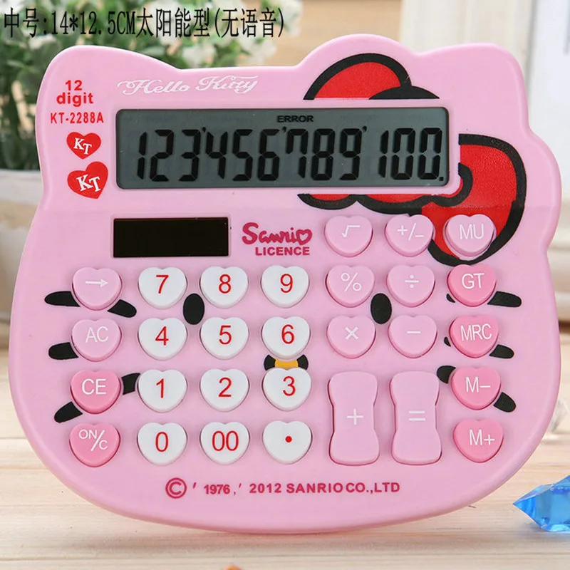 

Drop Shipping Solar Cute Bowknot Hello Kitty Calculator Dual Power Calculadora Hesap Makinesi Calculatrice Kalkulator