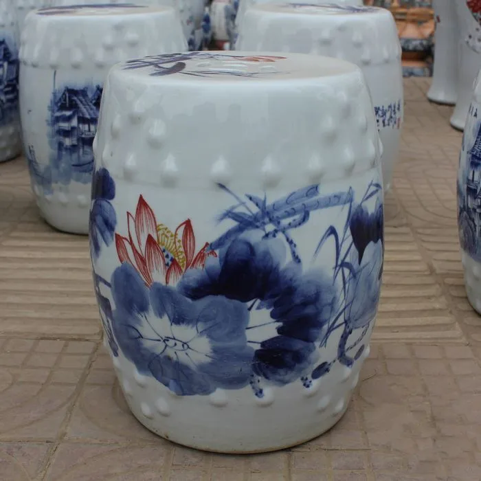 Jingdezhen Indoor ceramic Antique home drum porcelain garden stool Glazed hand painted round ceramic ceramic outdoor stool   (2)