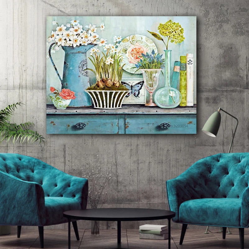 

DIY coloring pictures by Numbers with color still life drawings by digital frame hom
