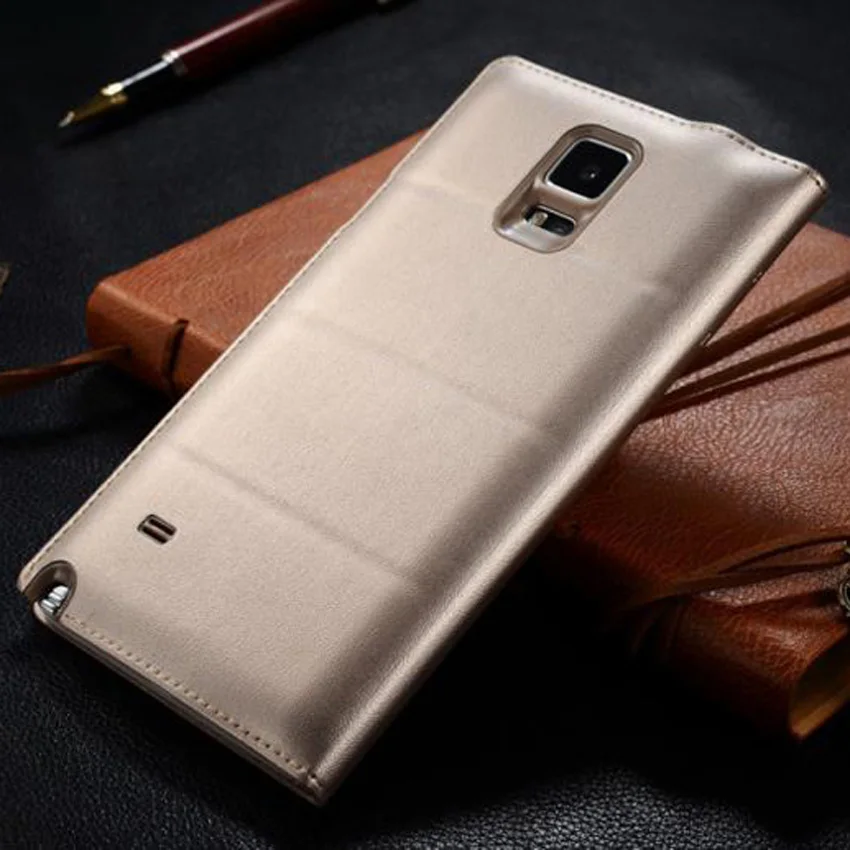 Phone Case Leather Case For Samsung Galaxy Note 4 Note4 N910 N910F N910H Smart View With Original Chip