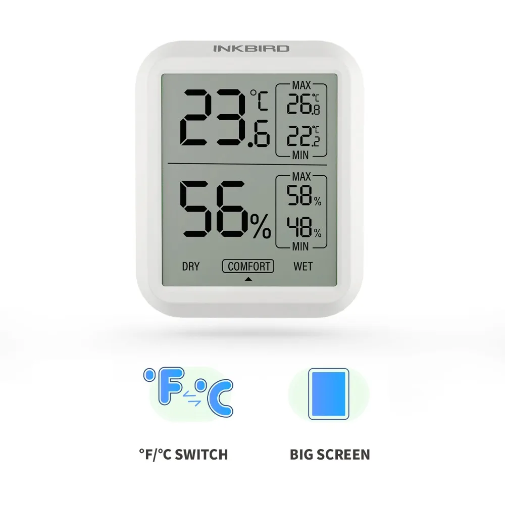 

Inkbird High Accuracy ITH-20 Digital Hygrometer Thermometer Indoor Electronic Temperature Humidity Hygrometer Weather Station