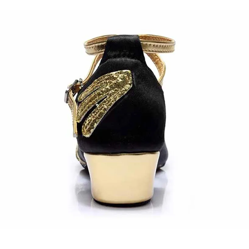 Black Satin Танго, латина Обувь для танцев для девочек; женская обувь Zapatos Сальса обувь Zapatos De Baile Latino Mujer WS606