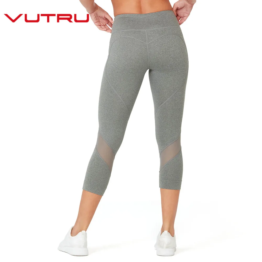Vutru Mallas Deporte Mujer колготки для бега серые штаны йоги капри эластичные женские