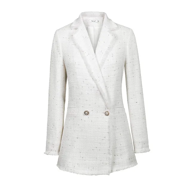 Autumn Fashion White Blazer Suit Women Sweet Double Breasted Female