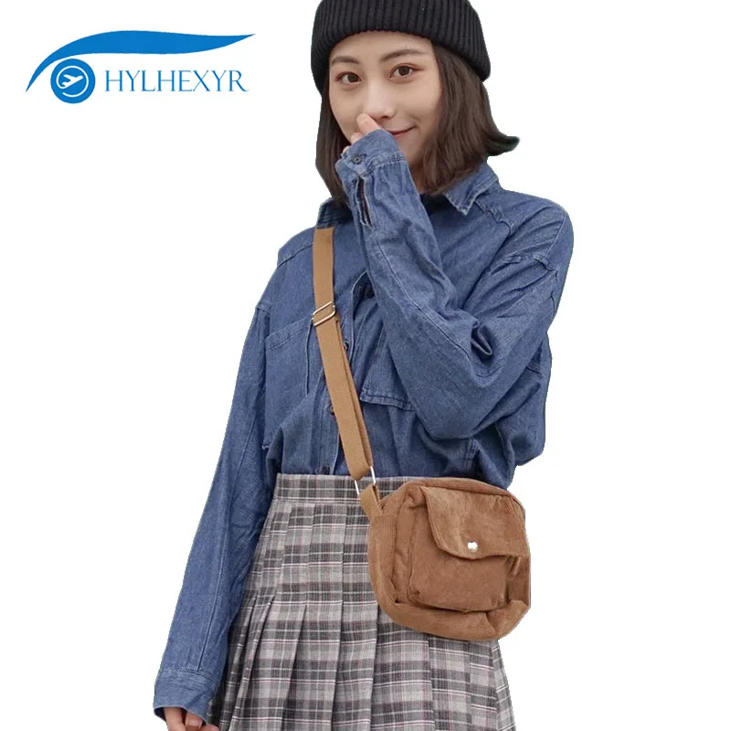 

Hylhexyr Mini Women Messenger Bags Corduroy Casual Female Shoulder Bag Girl Student Crossbody Tote With Outside Pocket