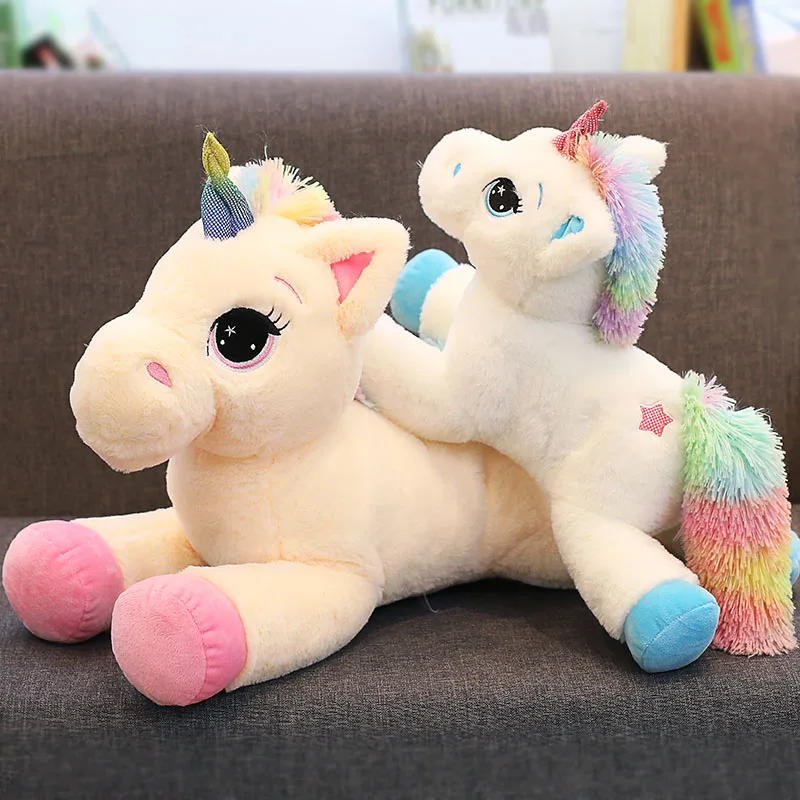 Géant taille 110cm licorne en peluche doux peluche arc-en-ciel licorne poupée Animal cheval jouet haute qualité cadeaux pour enfants filles