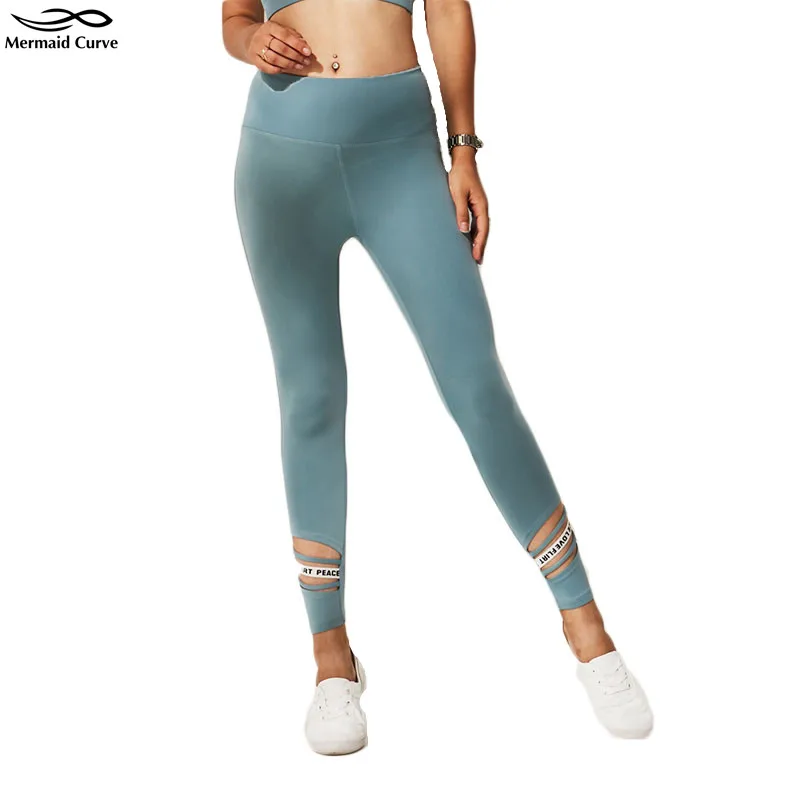 

Mermaid Curve High Waist training yoga pants Fitness Leggings Female Elastic Tight skinny quick-dry running pants legging