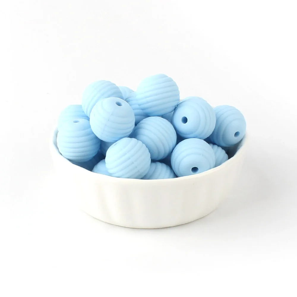 KEEP& GROW 25 шт. круглые спиральные силиконовые бусины 15 мм пищевые винты бусины для нанизывания DIY Ювелирные изделия изготовление Прорезыватель игрушки детские товары - Цвет: Pastel Blue