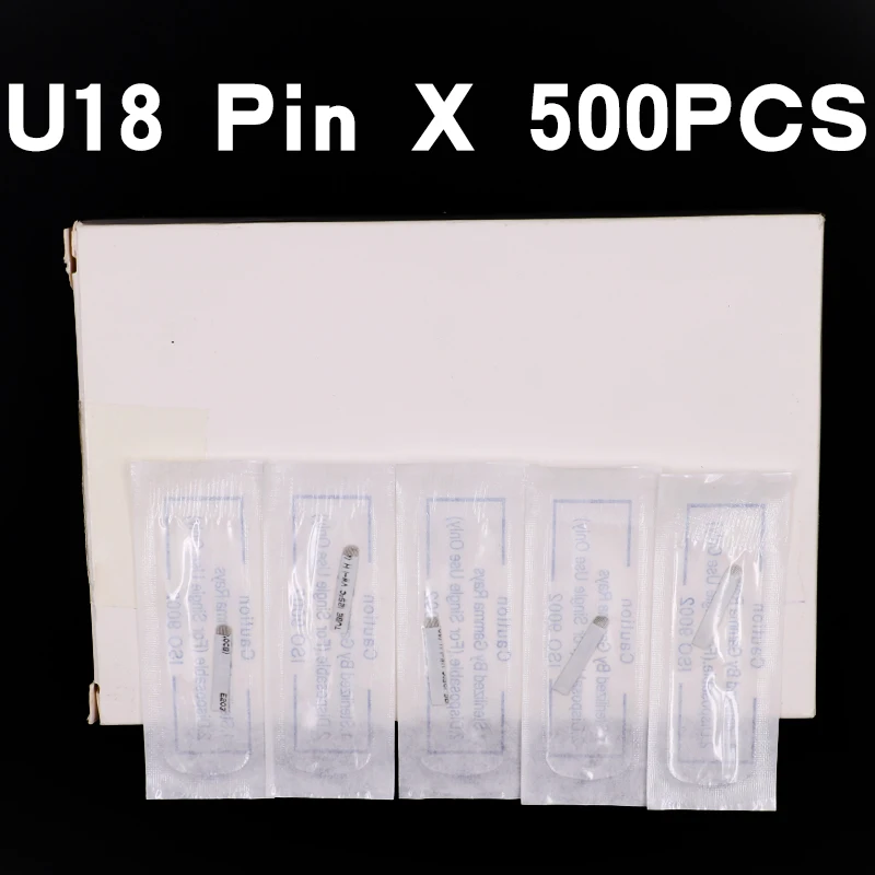 500 Pieces U Shape Disposable tattoo needles 18 Pin Eyebrow Stamps