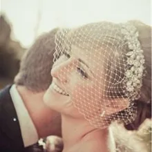 Ювелирные украшения, свадебная фата в виде птичьей клетки, один слой, французская сетка, свадебные волосы, срезанные края, жемчужная тиара, простая свадебная фата для невесты LV1717