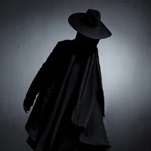 Готический Тренч с длинными рукавами для мужчин, индивидуальная Новинка, панк-плащ, черная элегантная верхняя одежда