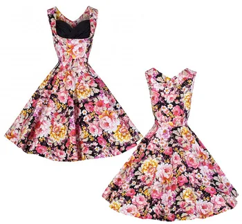

Fashion Summer Hepburn style Cotton Casual Retro Vintage dress 50s Rockabilly Swing Pin up Floral Print wrapped chest dresses