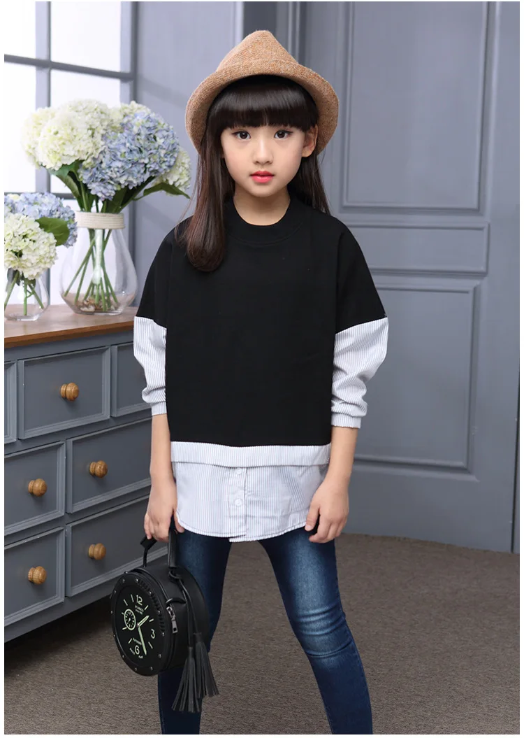 long sleeve girls tops blouses children's fashion clothing spring 2018 striped sleeve patchwork blouse shirt baby girl clothes (9)