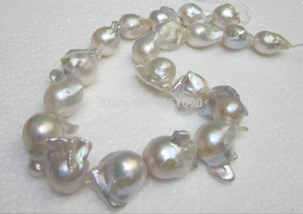 

003469 HUGE 28MM NATURl AUSTRALIA SOUTH SEA GENUINE WHITE NUCLEAR PEARL NECKLACE 14KGP