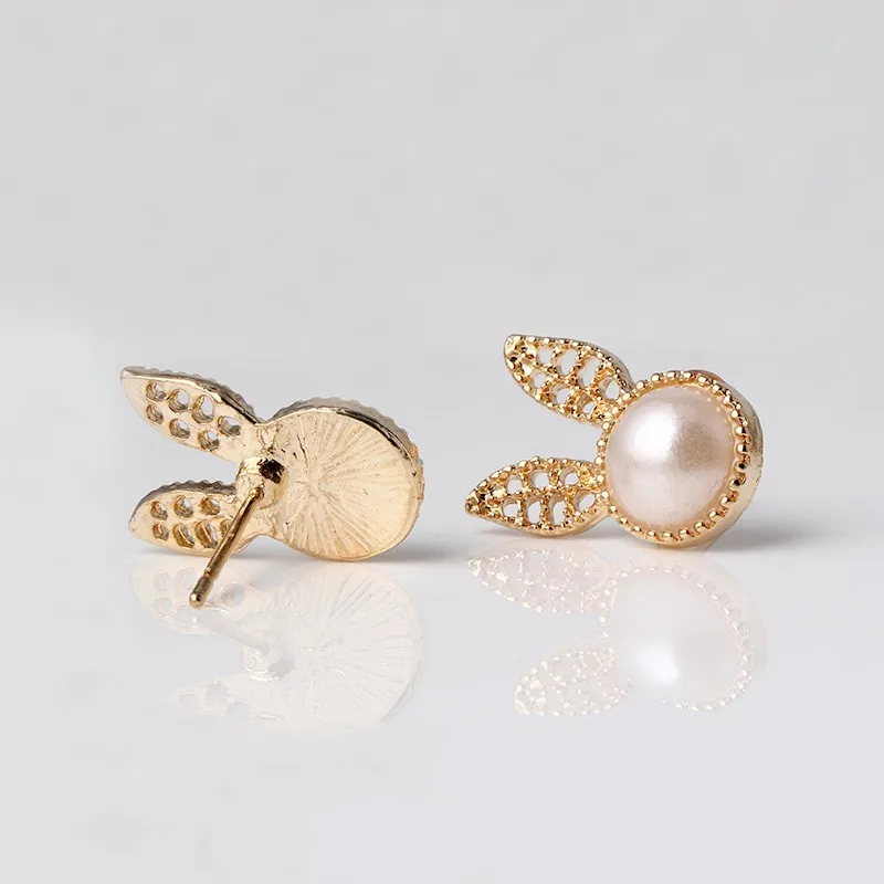 gold color earing women small earings for girls aros boucle d'oreille double rabbit stud animal earrings for women E2332 14