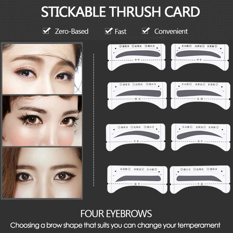 

Eyebrow Tattoo A Word Brow Card Lazy Eyebrow Tattoo Card 4 Pieces Eyebrow Stencils Template Stickers Easy To Use Makeup Tool