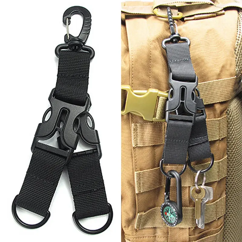 

Nylon Webbing Backpack Clips Ribbon Camping Attach Belt Clip Kit Carabiner Strap Clasp D-Type Hanging Safe Climbing Buckle