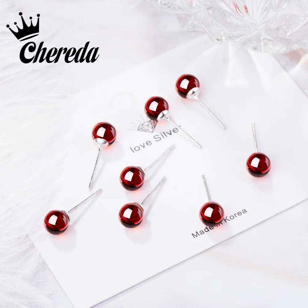 

Chereda Charm Red Rhinestones Temperament Stud Earring Simple Round Earrings Party Jewelry Gift My order