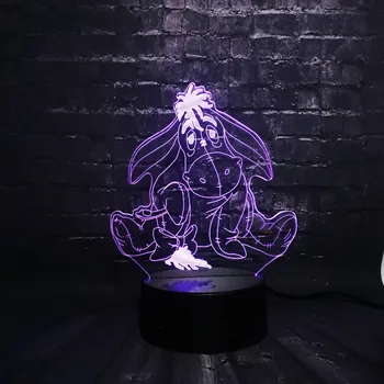

Dropshipping Eeyore Bear LED Night light Girl Decoration lamp Bedroom Sleep Light Base 7 Color Change Kid Christmas Boy Gift Toy