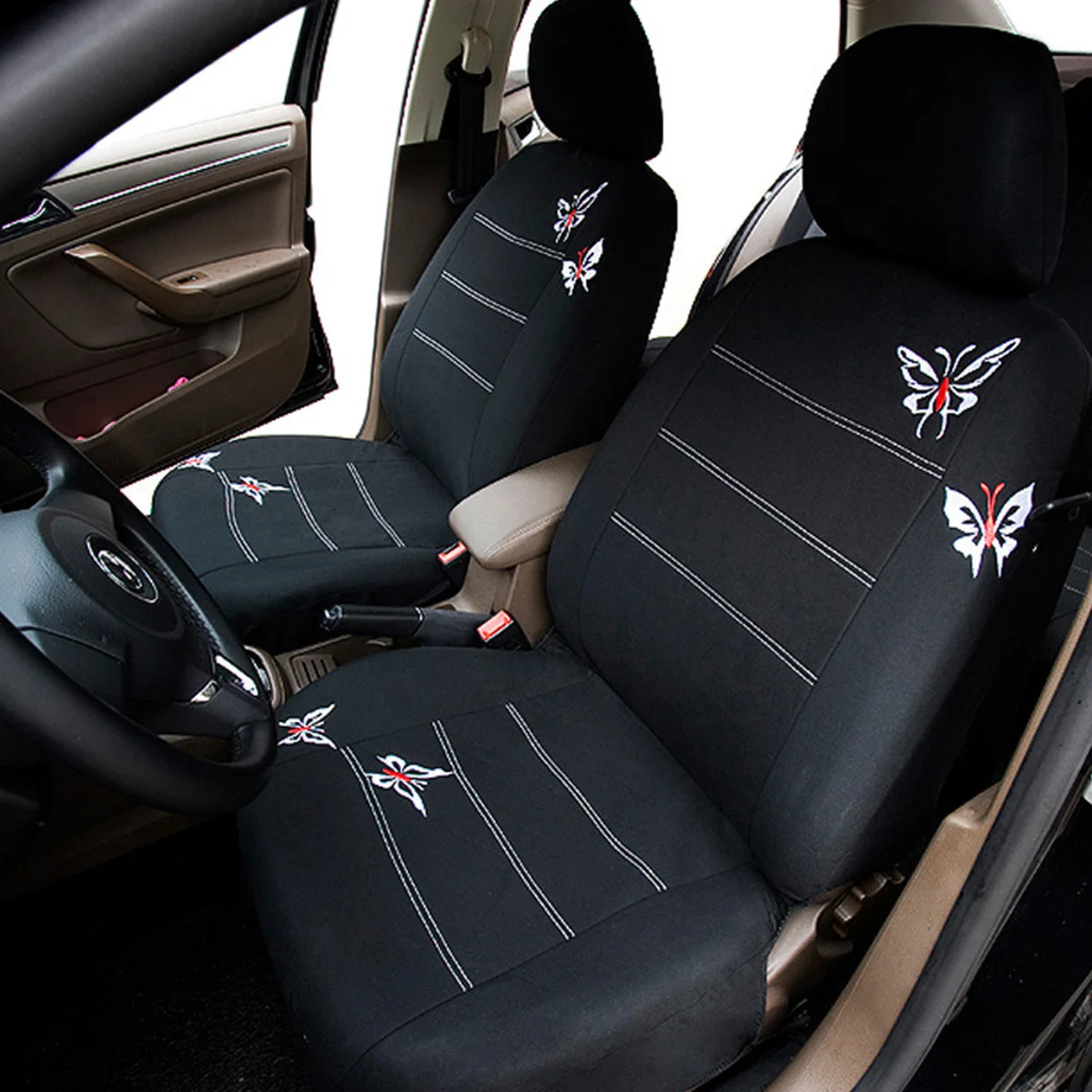

Car Seat Covers Polyester Fabric Fashion Butterfly Embroidery AUTOYOUTH Full Set Universal Interior Accessories For peugeot 307