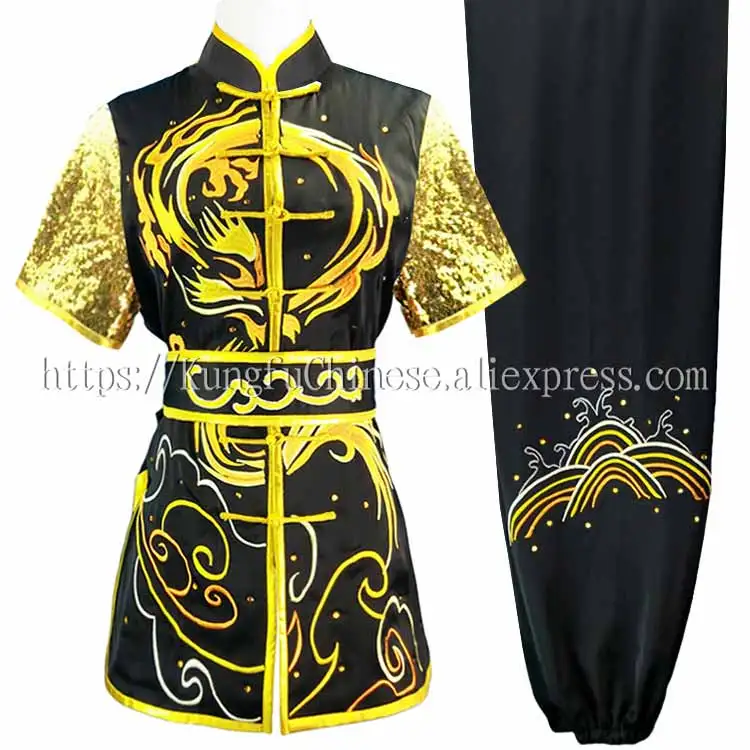 

Chinese Wushu routine uniform Kungfu garment Martial arts suit nanquan clothes Sleeveless for men women children girl boy kids