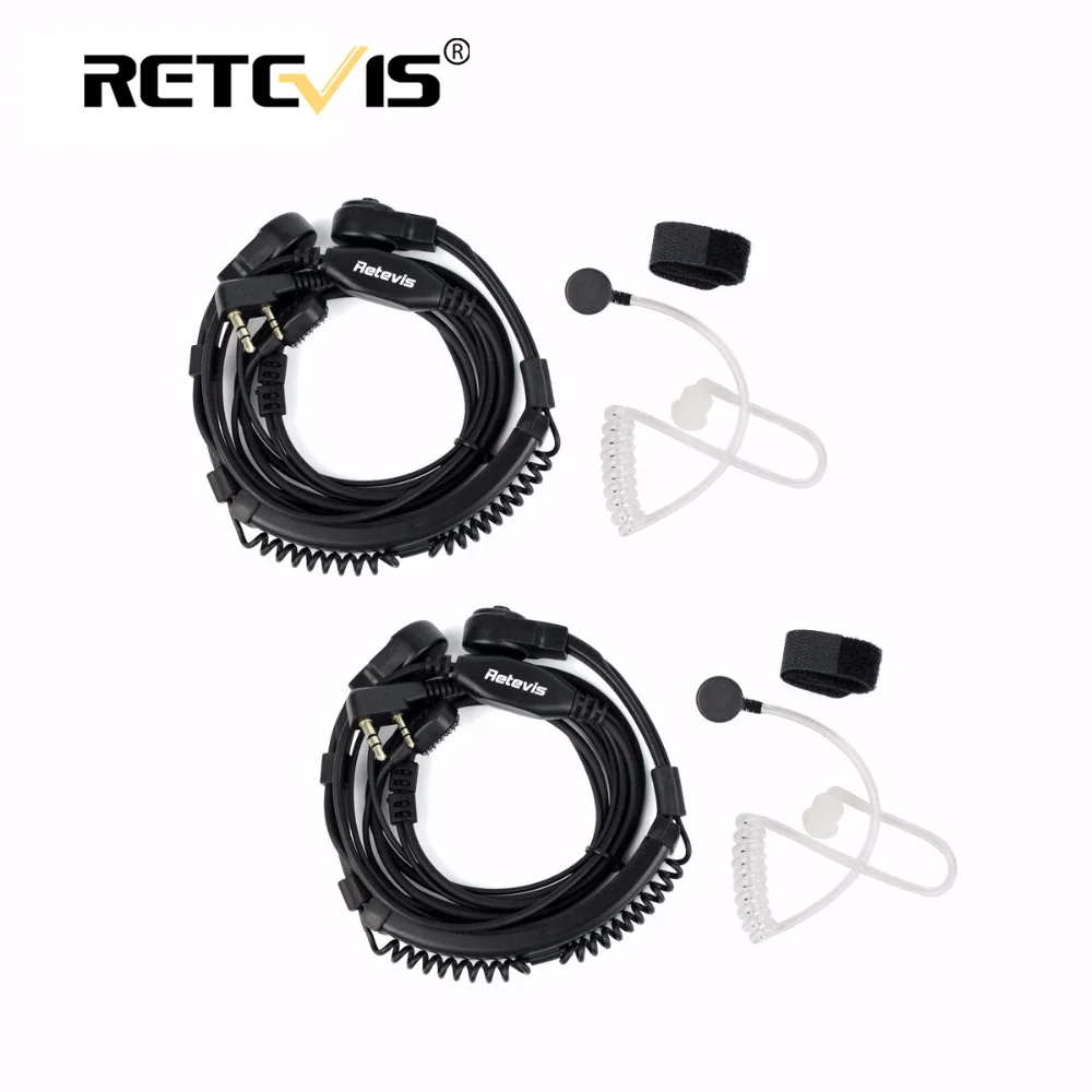 2pcs Flexible Throat Mic Headset Walkie Talkie PTT Earpiece For Kenwood Baofeng UV-5R UV-82 Retevis H777 RT-5R RT22 RT3 RT81 RT7