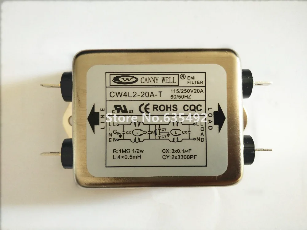 C ANNY W ELL CW4L2-20A-T CW4L2-10A-T однофазный фильтр EMI переменного тока 220В/220В 10А 20А 50/60 Гц Двухсекционный сетевой фильтр