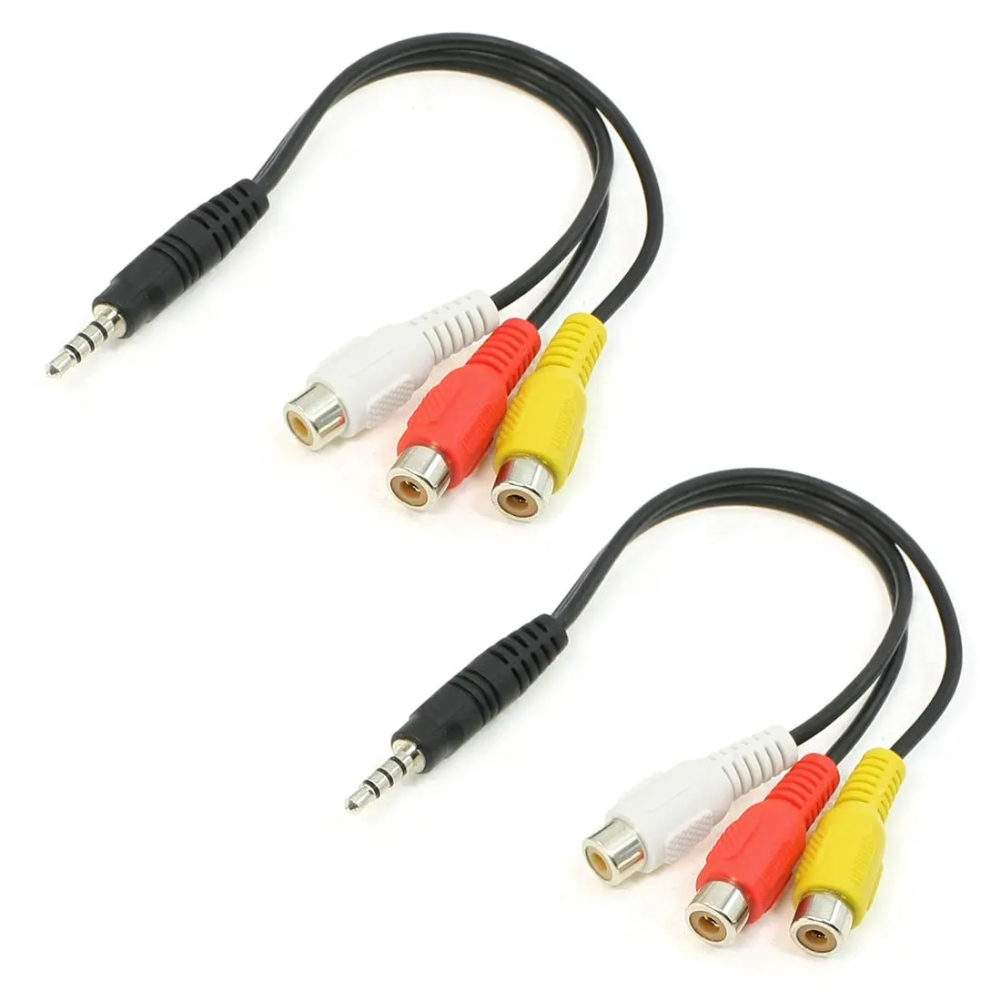 

Wholesale 5 Set 2Pcs 3 RCA Female Audio/Video Connector to 3.5mm Jack Plug Adapter Cable