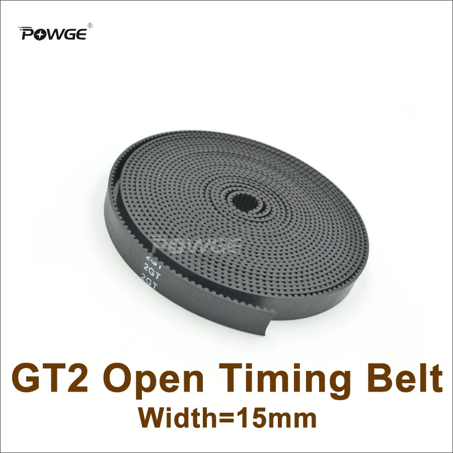 POWGE GT2 Ремень ГРМ ширина = 15 мм Fit шкив Резина 2GT открытый ремень 3D принтер аксессуар