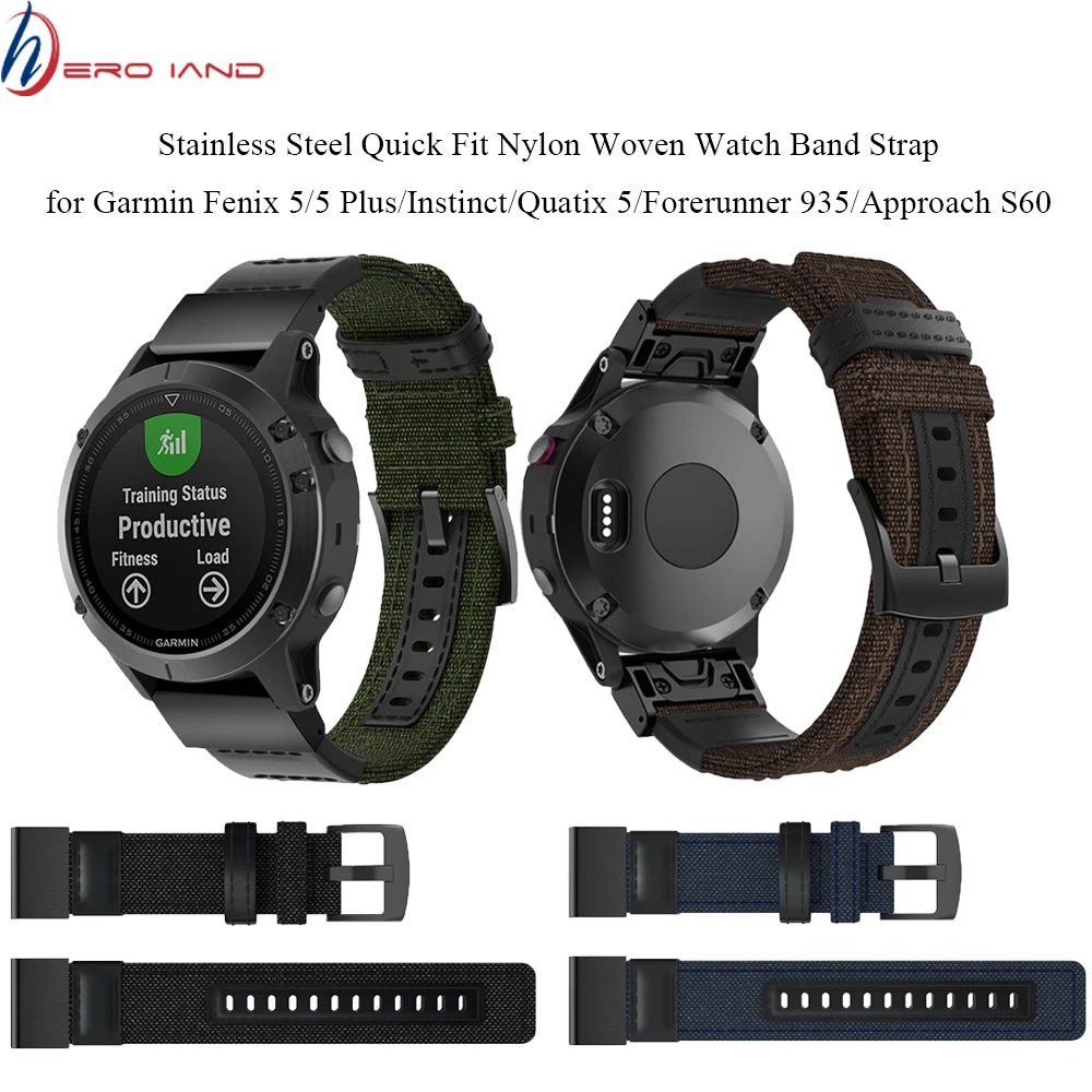 Ремешок для наручных часов Garmin Fenix 5 GPS легко снимающийся нейлоновый браслет 5/5