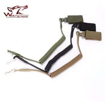 

Wolfslaves New arrival Tactical Pistol Lanyard Spring Sling Telescopic Adjustable With Belt Buckle For Rifle Flashlight wholsale