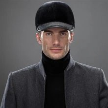 IANLAN зимняя импортная шапка из натурального меха норки, кепки с козырьком, мужская повседневная Кепка, бейсбольная кепка, Стильная универсальная наружные наушники, шапка IL00251
