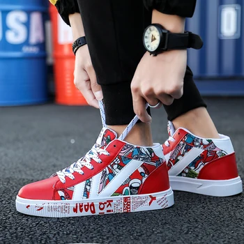 

Graffiti Cool Shoes Scooter Women Sneakers High Top Boots Woman White Shoes High Top Running Shoes for Men Women Size 34 - 45