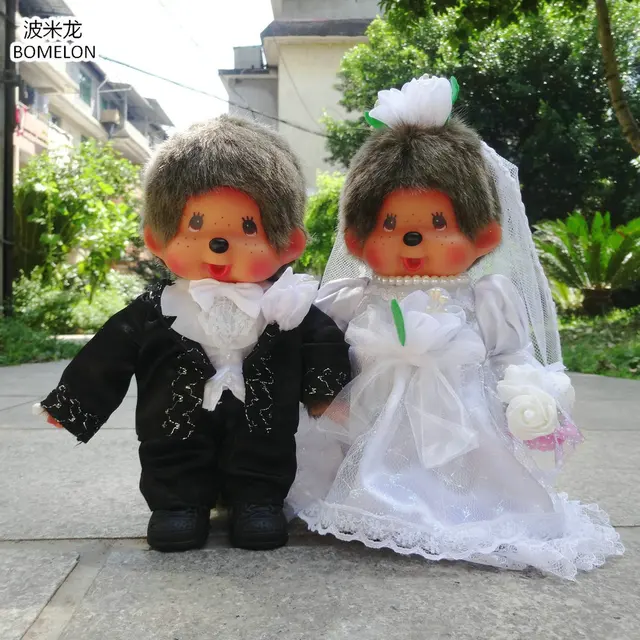 Cheap 2PCS/Lot 20CM Kawaii Monkiki Plush Doll Couple of Wedding Dress His-and-hers Dolls Monchichi Stuffed Animal Dolls Soft Toys Kids Cheap 2PCS/Lot 20CM Kawaii Monkiki Plush Doll Couple of Wedding Dress His-and-hers Dolls Monchichi Stuffed Animal Dolls Soft Toys Kids