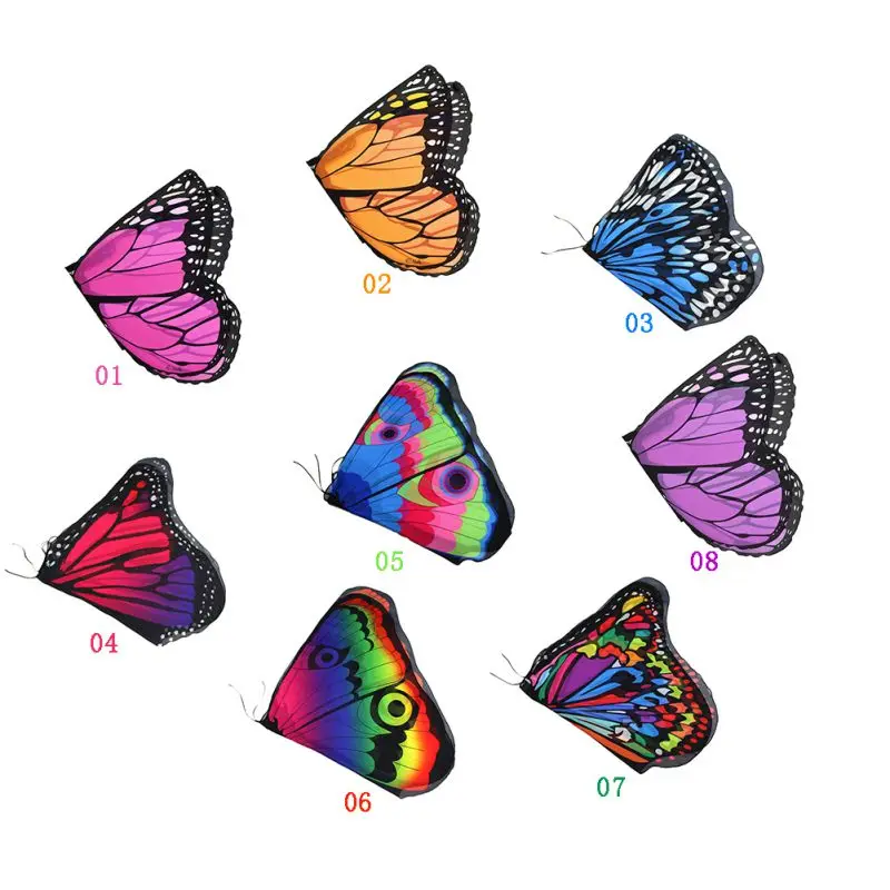 Home Butterfly Cloak with Shoulder Straps Gradient Color Butterfly Wings Design Shawl for Holiday Kids Decor Costume Accessories