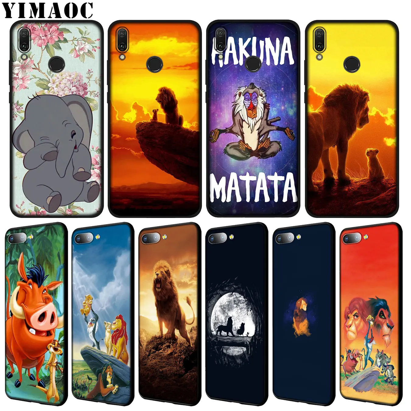 

YIMAOC The lion king Soft Silicone Case for Huawei Y9 Y7 Y6 Prime 2019 Honor 20 8C 8X 8 9 9X 10 Lite 7C 7X 7A Pro Black Cover