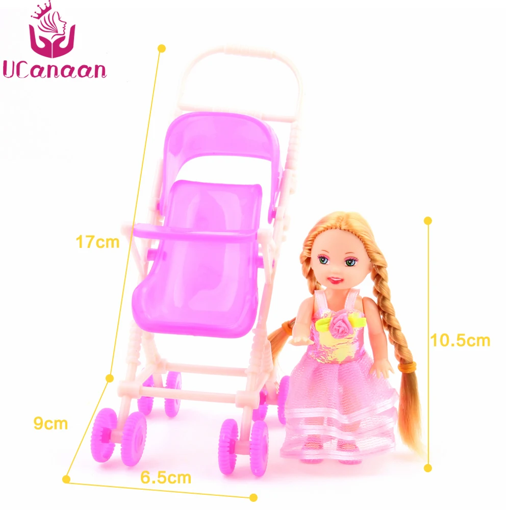 UCanaan Doll Family 5 People Dolls Suits 1 Mom /1 Dad /2 Little Kelly Girl /1 Baby Son/1 Baby Carriage Real Pregnant Toyl gift