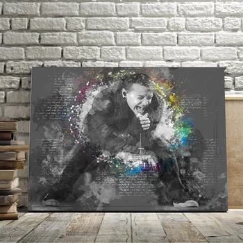 

Fine Art Print Chester Bennington Poster Music Wall Art Canvas Painting Modern Black White Picture Living Room Home Wall Decor
