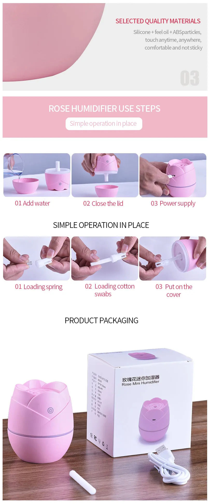 EXPED SMART New rose USB mini air humidifier small car air purifier creative models