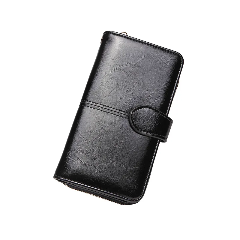 

2018 New Ladies' purse oil wax, long, large capacity wholesale mobile phone card package cross border sourcing