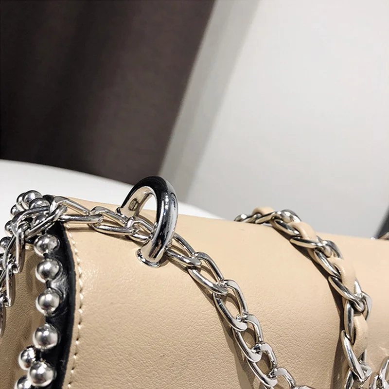 Fashion Simple Flap Bag Small PU Leather Women Handbag Designer Chain Rivet High Quality Female Shoulder Messenger Bags SS0416 (13)